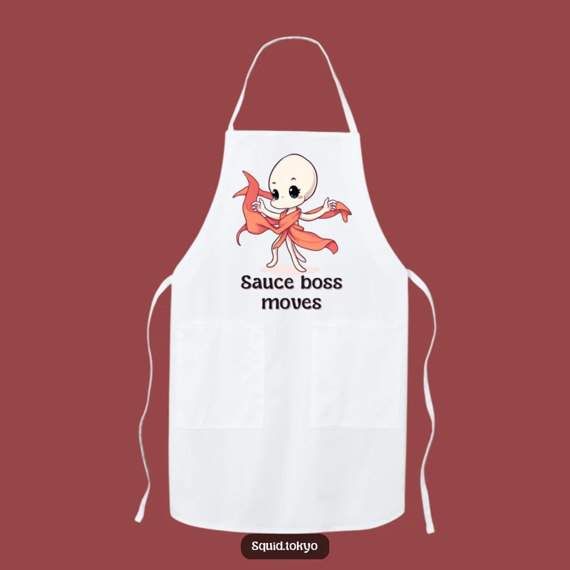 Funny Kawaii Squid Apron - Graceful Dancer Kitchen Wear, Vibrant Sash, Fun Funny Gift