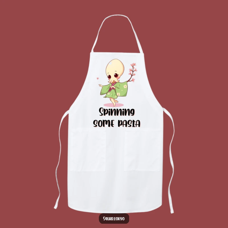 Funny Kawaii Squid Apron: Green Kimono Pirouette Kitchen Gift