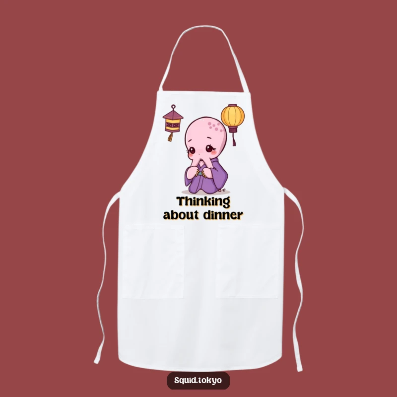 Funny Kawaii Octopus Apron: Purple Kimono Lantern Kitchen Gift