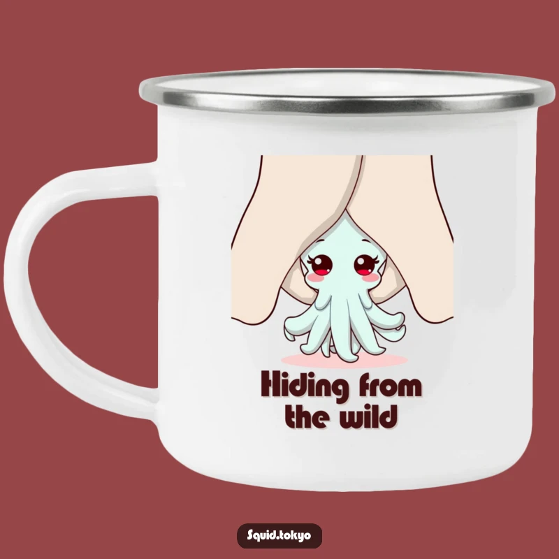 Funny Kawaii Squid Enamel Camping Mug: Adventure with Cute Charm, Perfect Funny Gift