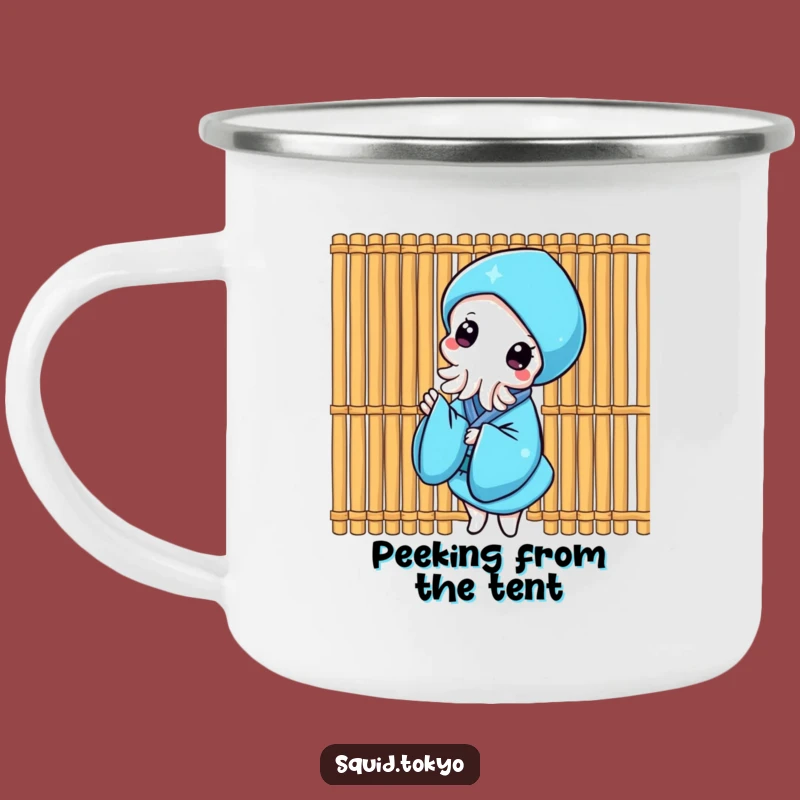 Funny Kawaii Squid Camping Mug: Bamboo Peek Kimono Adventure Gift