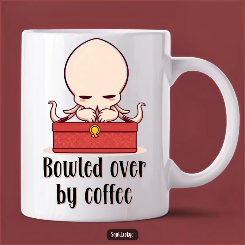 Funny Kawaii Squid Bowing Mug - Elegant Character, Lacquered Box, Polite & Funny Gift