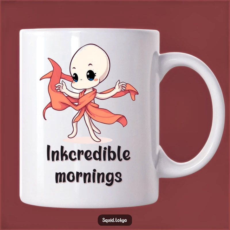 Funny Kawaii Squid Mug - Graceful Dancer, Vibrant Sash, Whimsical & Funny Gift