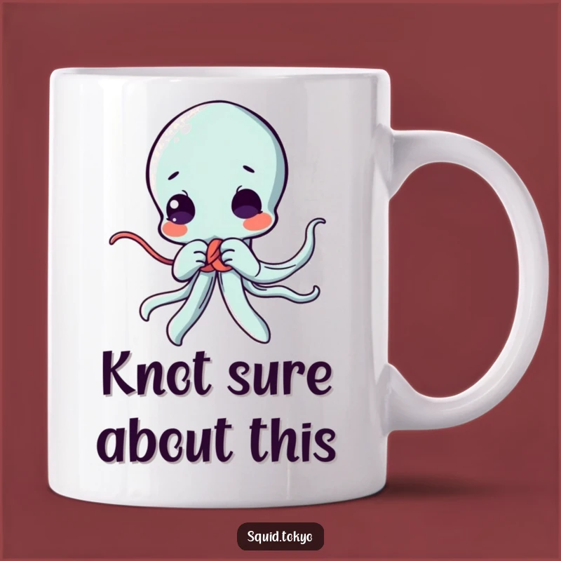 Funny Kawaii Squid Knot Mug: Amusing Anime Character, Creative Funny Gift Idea