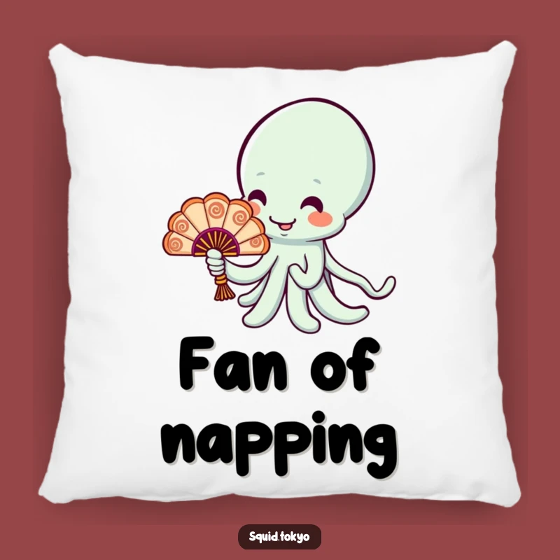 Comforting Kawaii Squid Fan Pillow - Soft Cushion, Ornate Fan, Charming Funny Gift