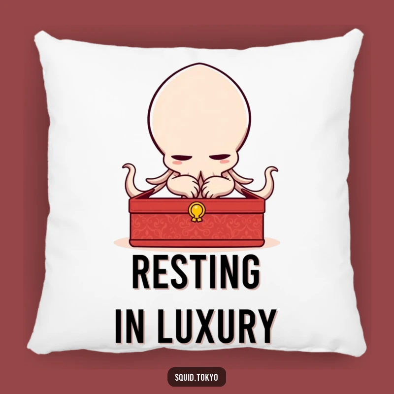 Comforting Kawaii Squid Bowing Pillow - Soft Cushion, Lacquered Box, Charming Funny Gift