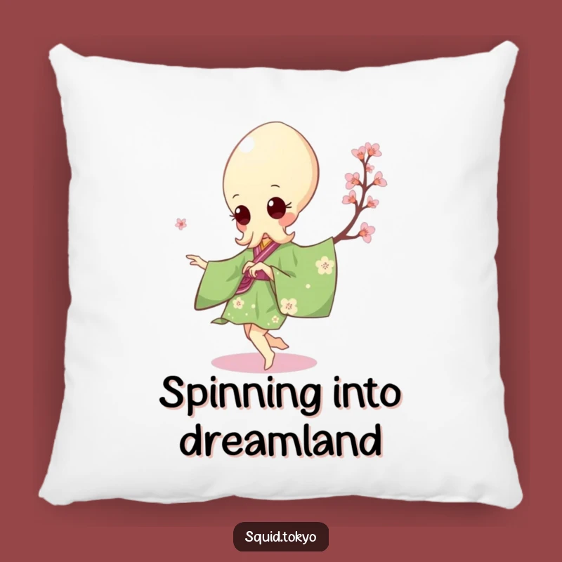 Funny Kawaii Squid Pillow: Green Kimono Pirouette Cushion Gift