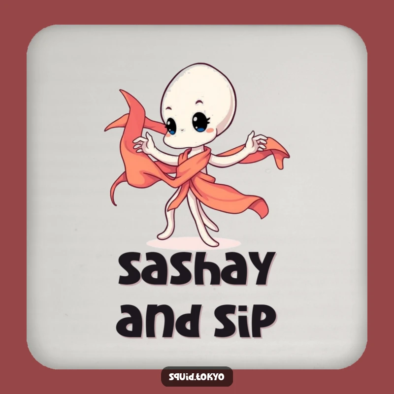 Funny Kawaii Squid Coaster Set - Dancer Protection, Vibrant Sash, Cute Funny Gift