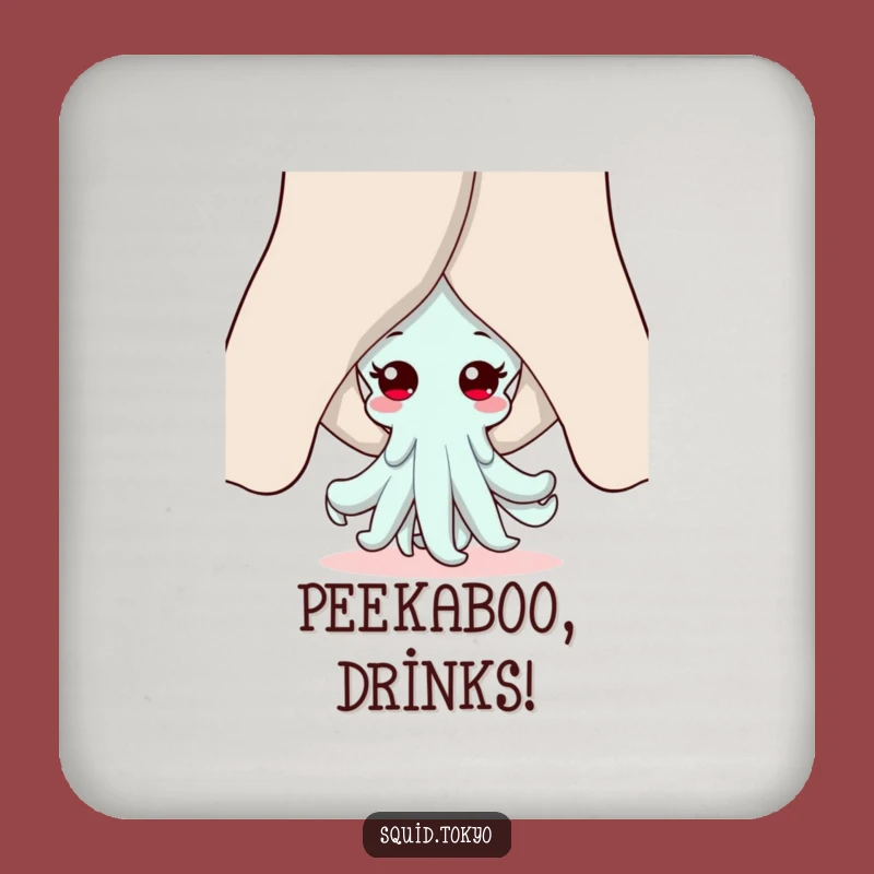 Funny Kawaii Squid Drink Coaster Set: Protect Surfaces with Cute Humor, Ideal Funny Gift