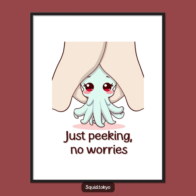 Funny Kawaii Squid Art Print: Adorable Anime Character Decor, Perfect Funny Gift Wall Art