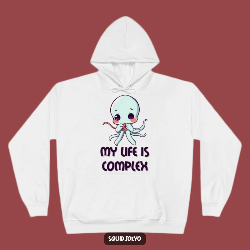 Warm Funny Kawaii Squid Knot Hoodie: Cozy Anime Character Apparel, Perfect Funny Gift