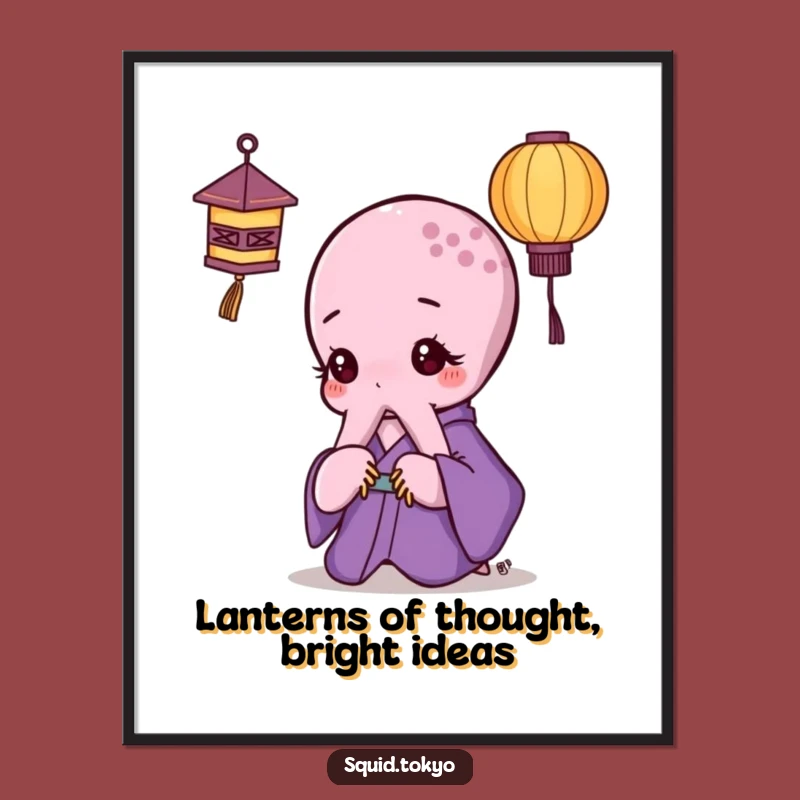 Free Printable Kawaii Octopus Lantern Wall Art: Funny Downloadable Decor