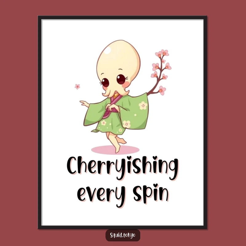 Free Printable Kawaii Squid Pirouette Wall Art: Funny Downloadable Decor