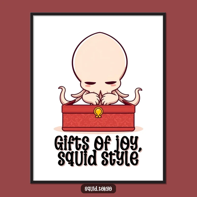 Free Printable Wall Art: Kawaii Squid Bow, Downloadable Art for Sophisticated Spaces