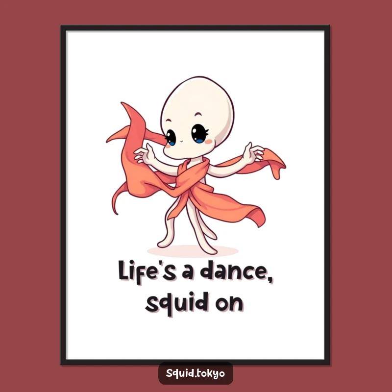 Free Printable Wall Art: Kawaii Squid Dancer, Downloadable Decor for Whimsical Spaces