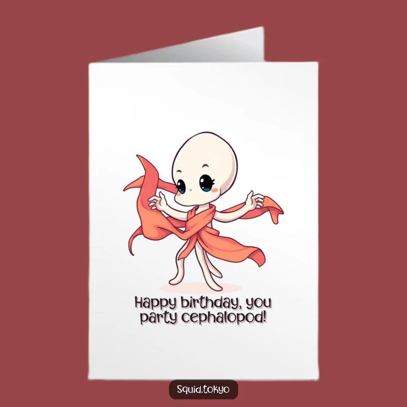 Free Printable Birthday Card: Kawaii Squid Dancer, Downloadable Fun for a Special Day