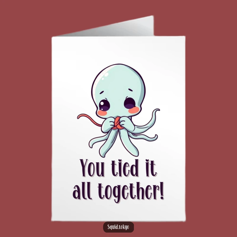 Free Printable Congrats Card: Funny Kawaii Squid Knot Design, Perfect Downloadable Gift