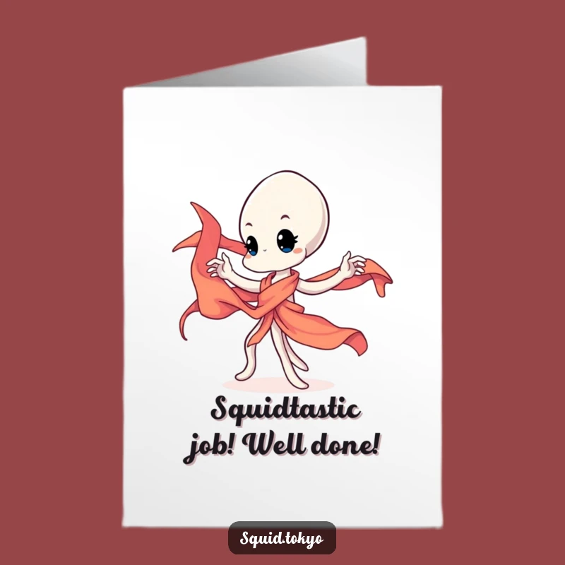 Free Printable Congrats Card: Kawaii Squid Dancer, Downloadable Celebration for Big Wins