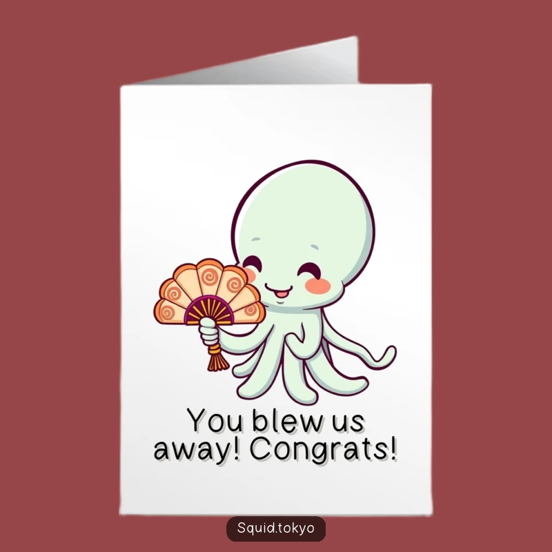 Free Printable Congrats Card: Kawaii Squid Fan, Downloadable Elegance for Your Big Achievement