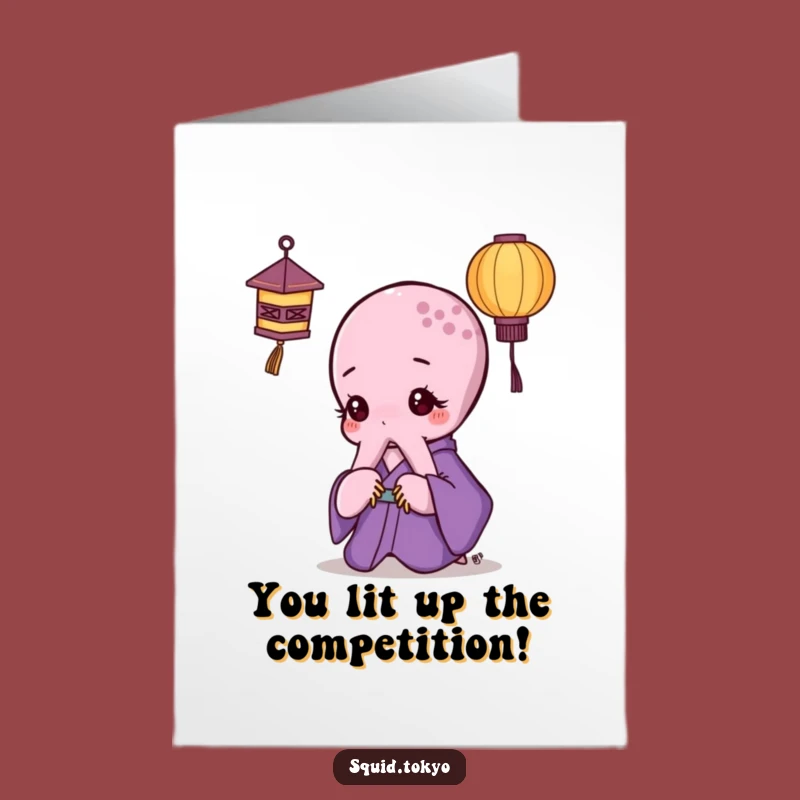Free Printable Kawaii Octopus Lantern Congrats Card: Humorous Downloadable