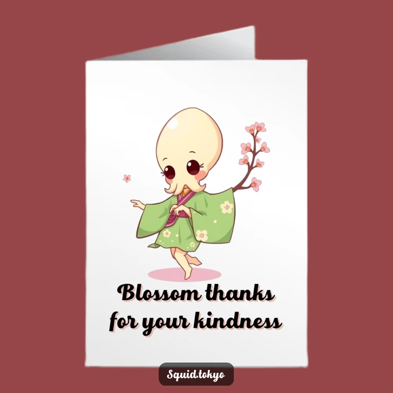 Free Printable Kawaii Squid Pirouette Thank You Card: Funny Downloadable