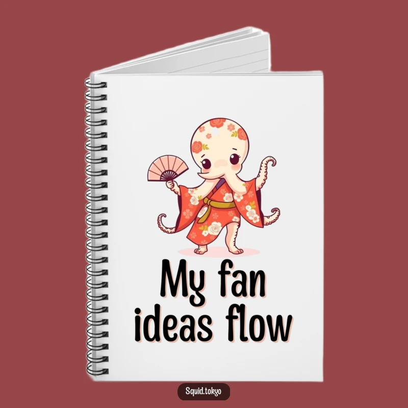 Funny Kawaii Octopus Notebook: Floral Kimono Fan Dance Journal Gift