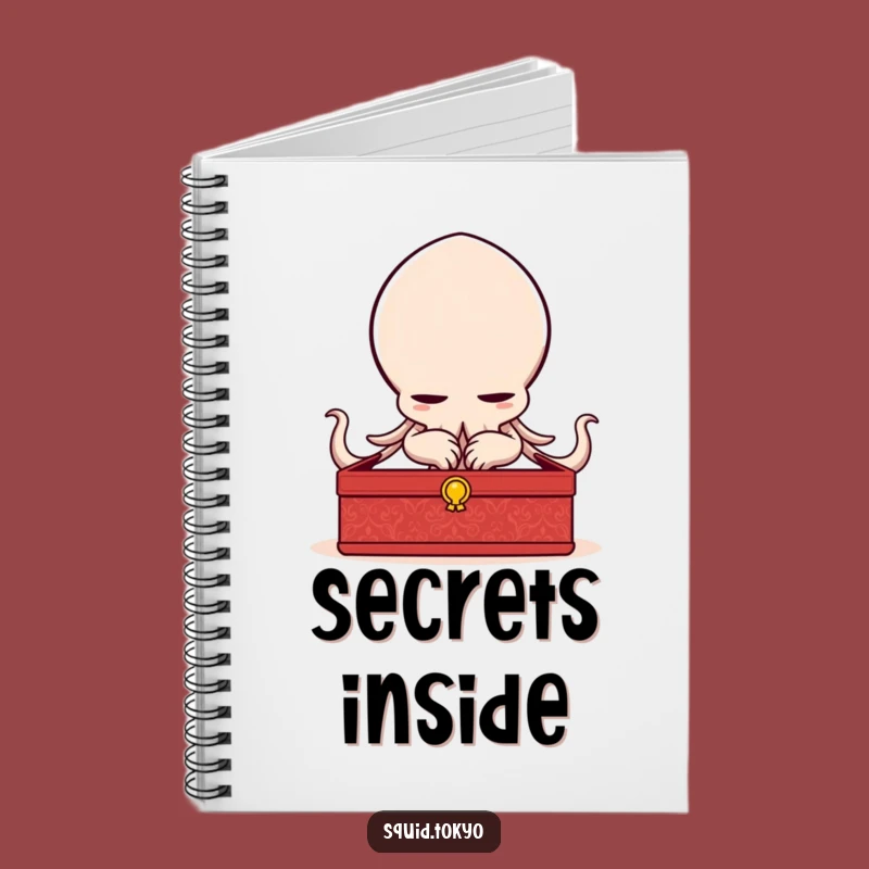 Funny Kawaii Squid Bowing Notebook - Elegant Journal, Lacquered Box, Perfect Creative Gift