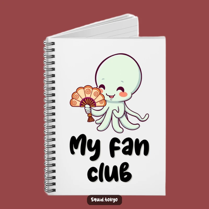 Funny Kawaii Squid Fan Notebook - Cheerful Journal, Ornate Fan, Perfect Creative Gift