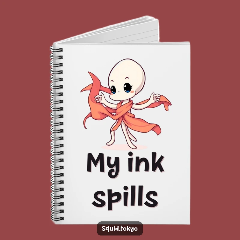 Funny Kawaii Squid Notebook - Dancer Journal, Vibrant Sash, Perfect Creative Gift