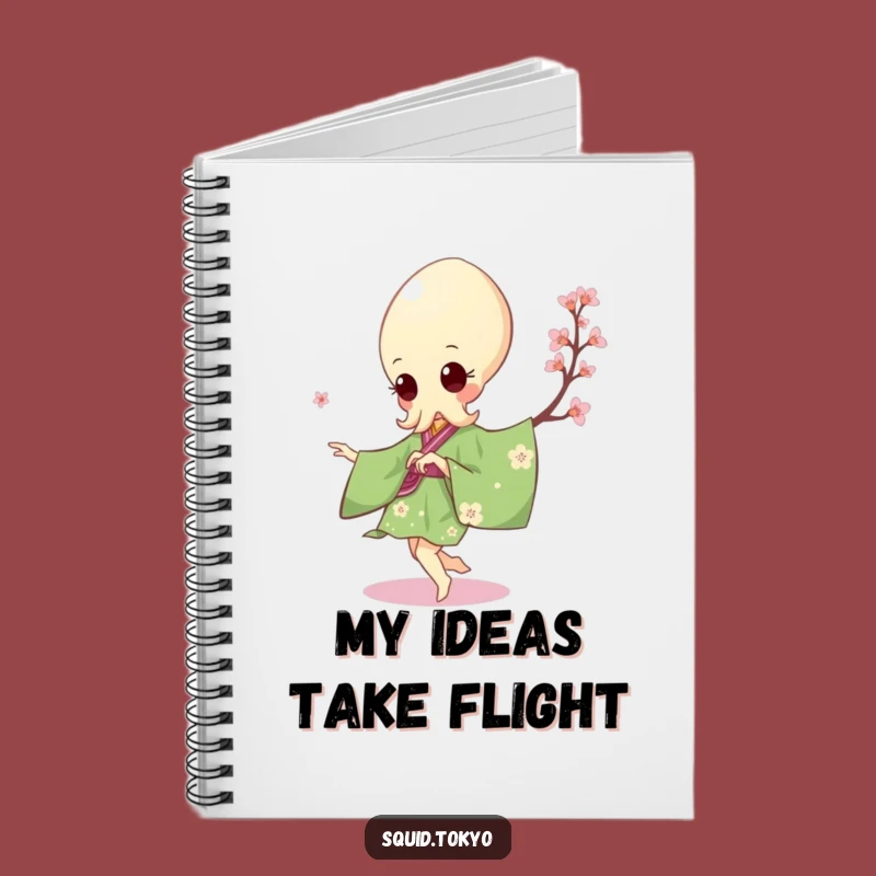 Funny Kawaii Squid Notebook: Green Kimono Pirouette Journal Gift