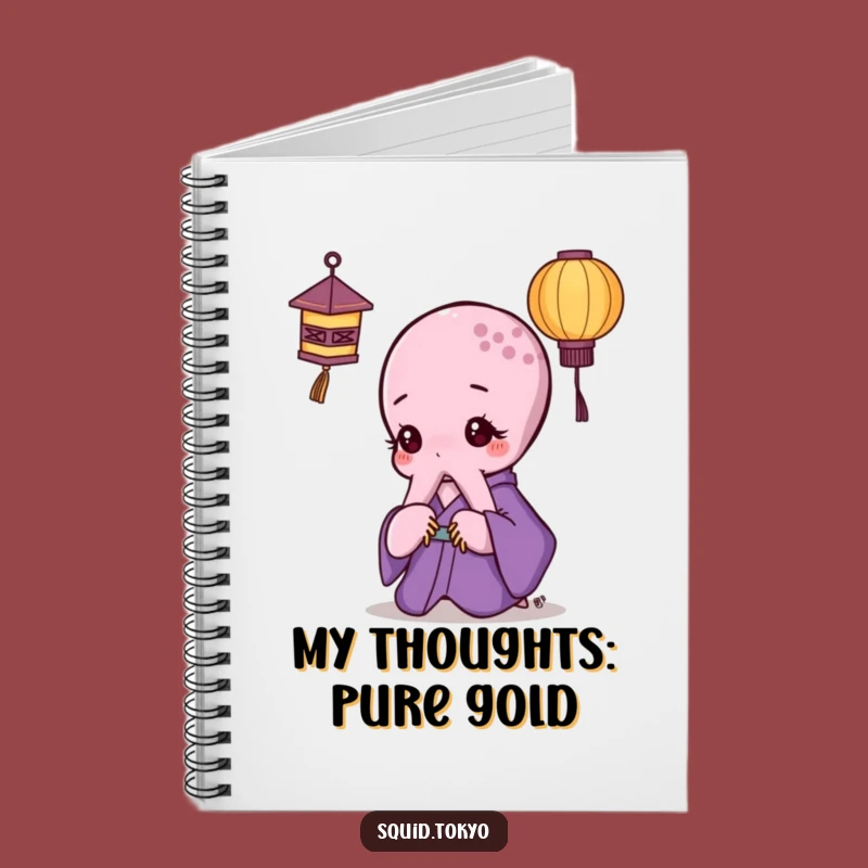 Funny Kawaii Octopus Notebook: Purple Kimono Lantern Journal Gift