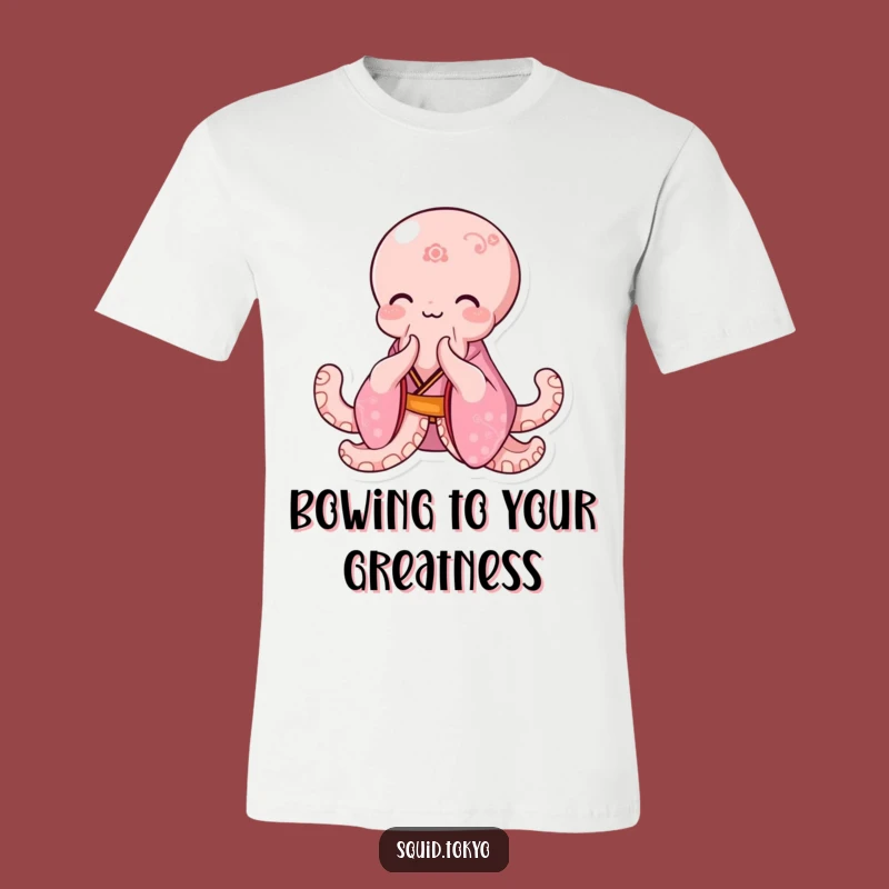 Funny Kawaii Octopus T-Shirt: Pink Kimono Bowing Tee - Elegant Gift