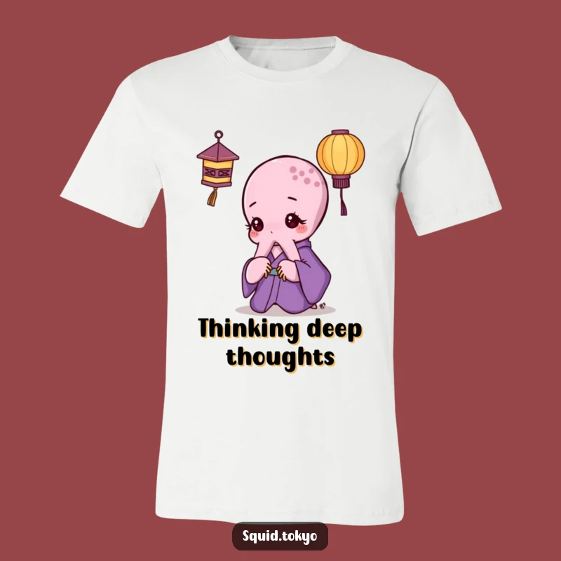 Funny Kawaii Octopus T-Shirt: Purple Kimono Lantern Tee - Curious Gift