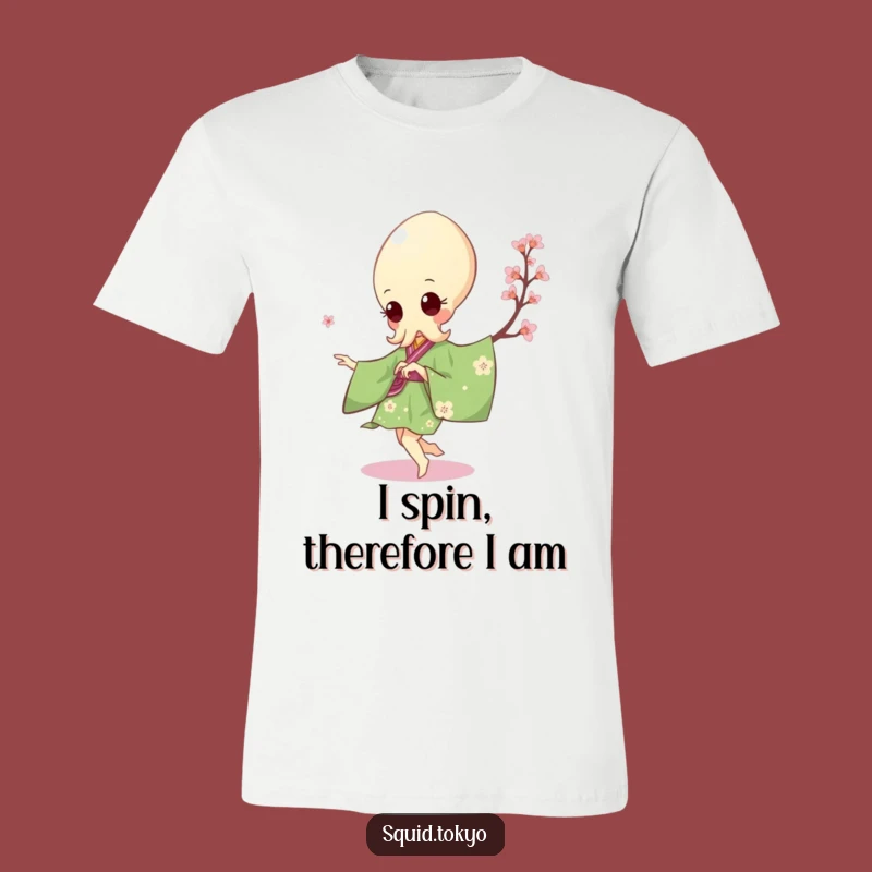 Funny Kawaii Squid T-Shirt: Green Kimono Pirouette Tee - Dance Gift