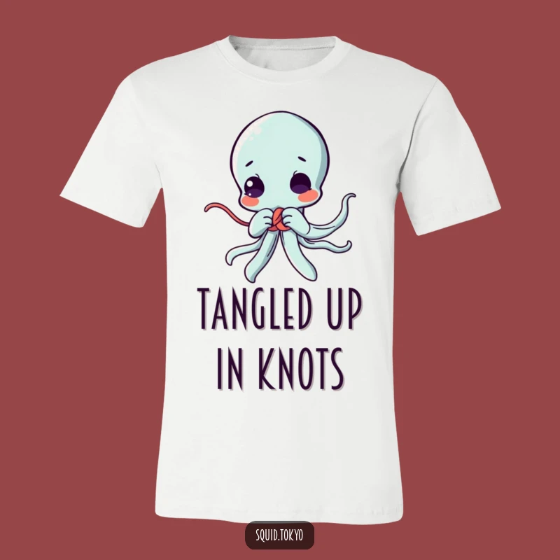 Funny Kawaii Squid Knot T-Shirt: Skillful Anime Character Tee, Great Funny Gift Apparel