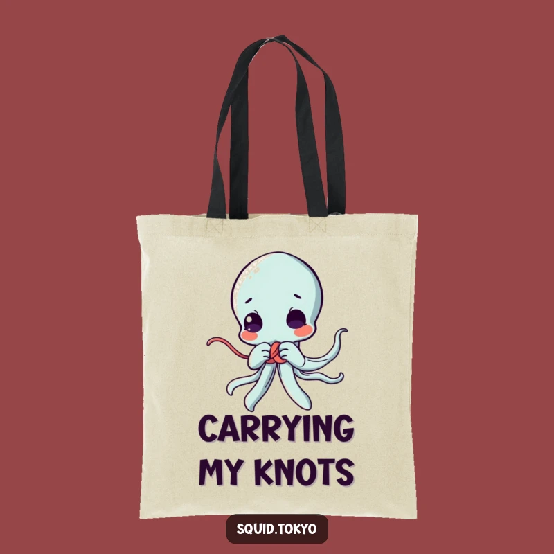 Funny Kawaii Squid Knot Tote Bag: Carry Your Goods with Cute Skill, Ideal Funny Gift