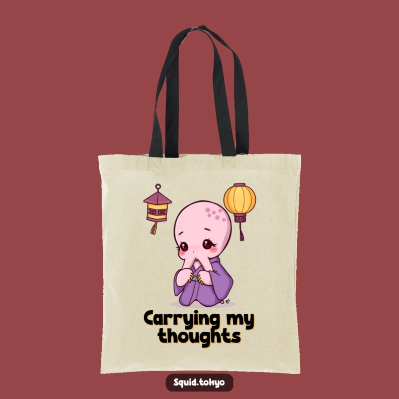 Funny Kawaii Octopus Tote Bag: Purple Kimono Lantern Carry-All Gift