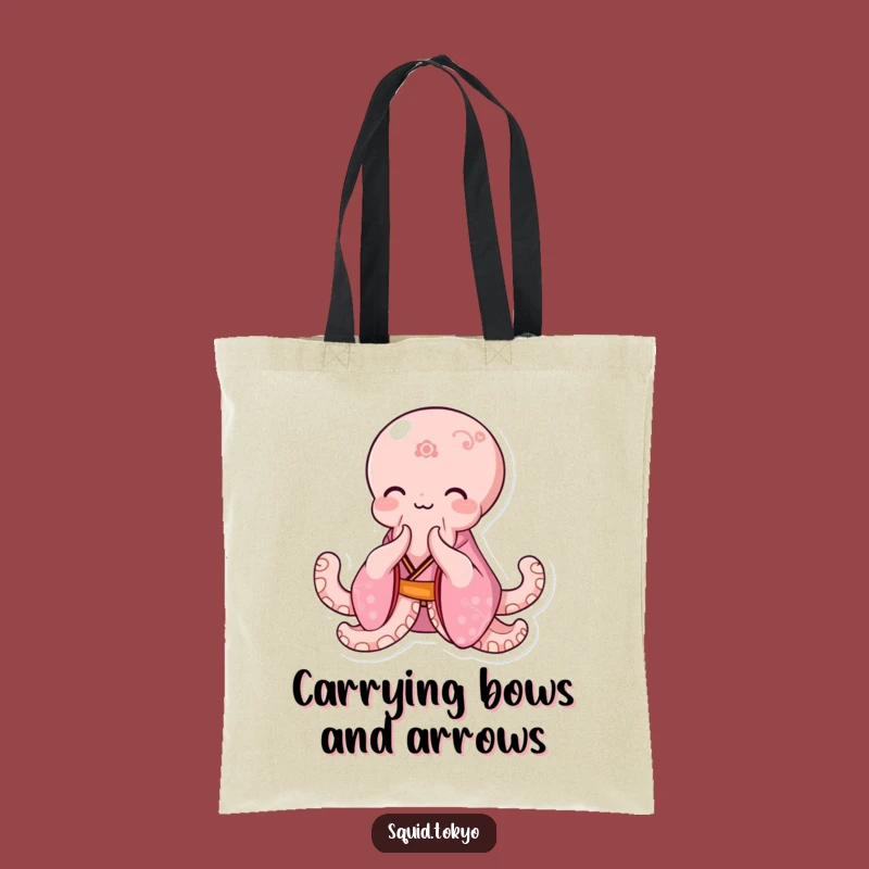 Funny Kawaii Octopus Tote Bag: Pink Kimono Bowing Carry-All Gift