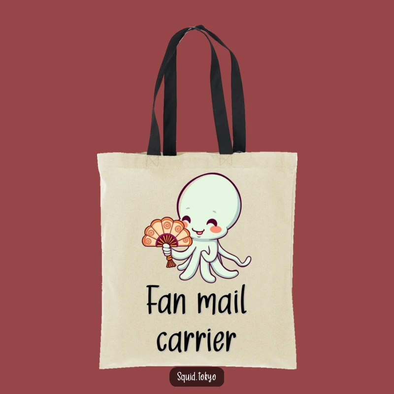 Funny Kawaii Squid Fan Tote Bag - Cheerful Design, Ornate Fan, Stylish & Funny Gift