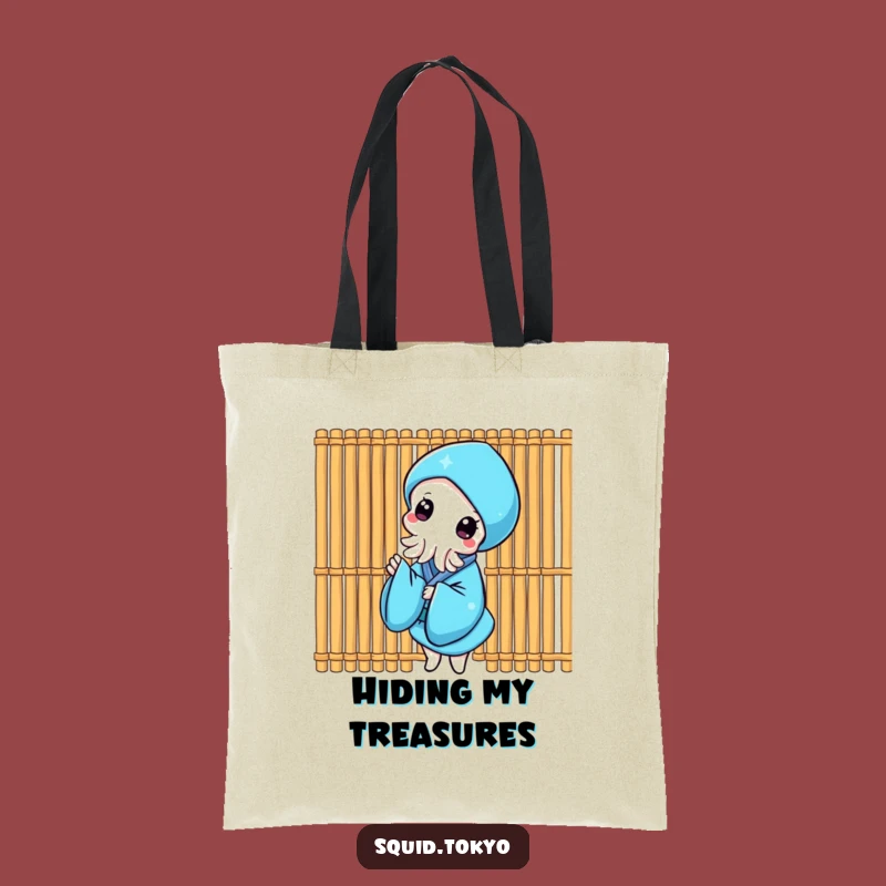 Funny Kawaii Squid Tote Bag: Bamboo Peek Kimono Carry-All Gift